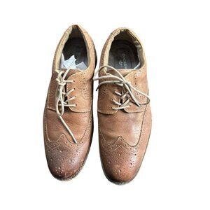 Dockers Men's Tan Leather Wingtip Oxford Lace-Up Dress Shoes 9
